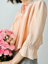 Load image into Gallery viewer, Vintage pink bed jacket with smocking
