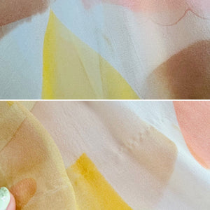 Vintage 1930s pastel silk scarf scalloped edging