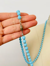 Load image into Gallery viewer, Vintage 1920s turquoise color glass beads flapper necklace
