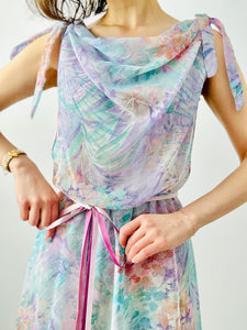 Vintage 1970s pastel floral dress