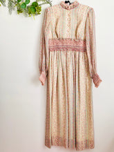 Load image into Gallery viewer, Vintage 1970s ruched floral maxi cotton dress
