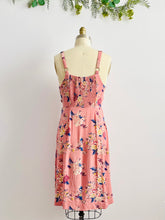 Load image into Gallery viewer, Vintage pastel pink rayon floral dress with ribbon bow
