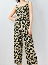 Load image into Gallery viewer, Vintage black daisy floral jumpsuit
