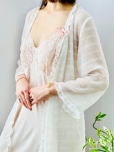 Load image into Gallery viewer, Vintage White Lingerie Robe Semi Sheer Ruffled Sleeves
