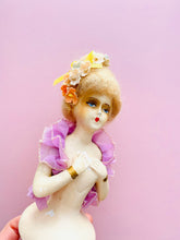 Load image into Gallery viewer, Vintage 1920s chalk French half doll with velvet flowers
