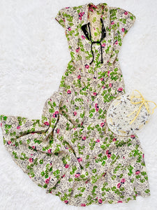 Vintage 1940s rayon floral dress As Is