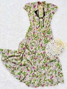 Vintage 1940s rayon floral dress As Is