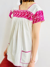 Load image into Gallery viewer, Vintage Purple Color Embroidered Birds Cotton Top on model 
