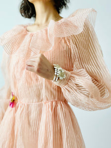 Vintage pink 1950s sheer organza dress