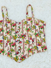 Load image into Gallery viewer, Vintage Floral Corset Top w Clear Buttons
