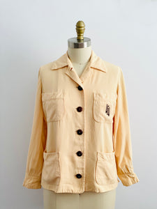Vintage 1940s monogrammed jacket apricot color blouse