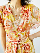 Load image into Gallery viewer, Vintage yellow abstract floral dress
