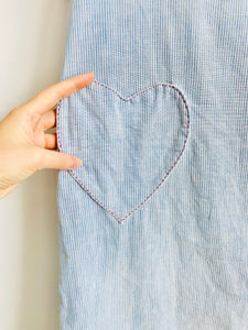 Vintage striped babydoll dress with heart shaped pocket