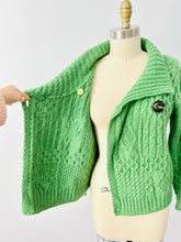 Load image into Gallery viewer, Vintage forest green wool sweater jacket
