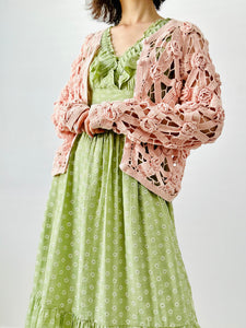 Vintage pink crochet cardigan/sweater