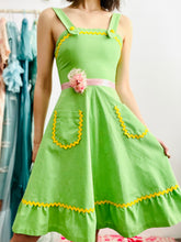 Load image into Gallery viewer, Vintage 1960s green pinafore overall dress
