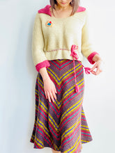 Load image into Gallery viewer, 1930s Raspberry Beige Color Sweater w Waist Ties
