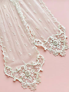 Antique victorian tulle lace scarf art nouveau design