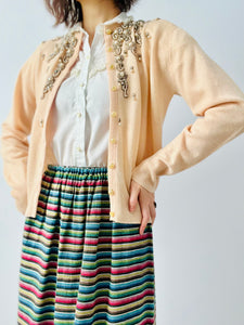 Vintage 1940s beaded cashmere cardigan