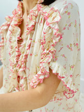 Load image into Gallery viewer, Vintage 1920s ruched pink floral boudoir bed jacket
