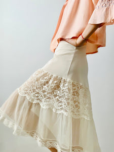 Vintage 1950s nylon lace lingerie skirt