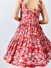 Load image into Gallery viewer, Red floral dress w scalloped neckline
