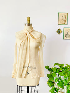 Vintage 1930s cream color silk chiffon blouse