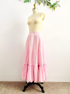 Antique 1910s Edwardian Candy Pink Cotton Embroidered Skirt