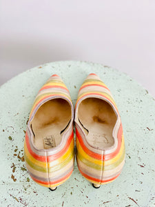 Vintage 1960s Pastel Colored Heels Rainbow Leather Stilettos