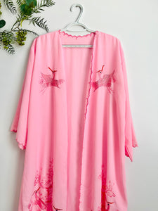 Vintage pink embroidered lounging robe