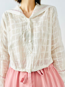 Antique Edwardian Sailor Style Cotton Top