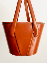 Load image into Gallery viewer, Vintage 1940s faux leather bucket bag with mirror
