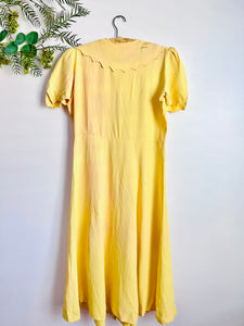 Vintage 1940s yellow rayon dress