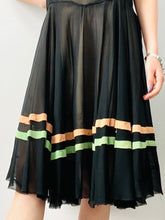 Load image into Gallery viewer, Vintage 1920s black silk dress set with pastel stripes
