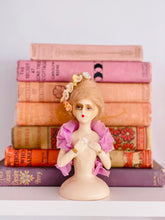 Load image into Gallery viewer, Vintage 1920s chalk French half doll with velvet flowers
