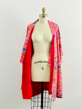 Load image into Gallery viewer, Vintage pink Japanese kimono phoenix print reversible dressing robe
