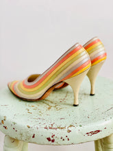 Load image into Gallery viewer, Vintage 1960s Pastel Colored Heels Rainbow Leather Stilettos
