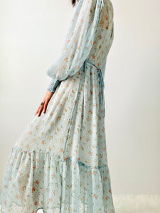Vintage pastel blue floral dress