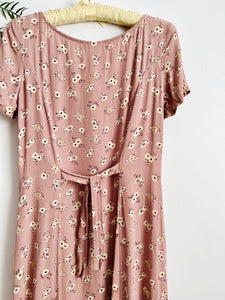 Vintage dusty pink rayon floral dress