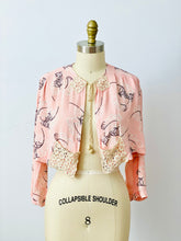 Load image into Gallery viewer, Vintage 1930s pink feather novelty print bed jacket
