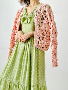 Vintage pink crochet cardigan/sweater
