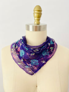 Vintage 1930s purple floral scarf/bandana