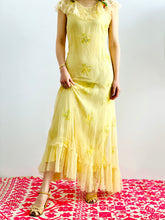 Load image into Gallery viewer, Vintage 1930s tulle lace floral embroidered dress
