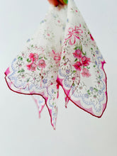 Load image into Gallery viewer, Vintage pink floral bandana/hankie
