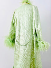 Load image into Gallery viewer, Vintage 1920s green boudoir robe w ostrich feathers
