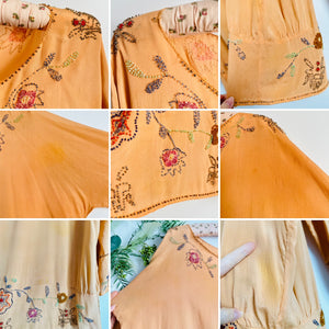 Vintage 1920s peach color beaded blouse