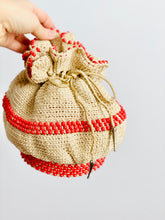 Load image into Gallery viewer, Vintage 1940s beaded drawstring purse bucket bag
