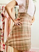 Load image into Gallery viewer, Vintage pink tweed pinafore dress w pom poms
