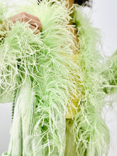 Load image into Gallery viewer, Vintage 1920s green boudoir robe w ostrich feathers
