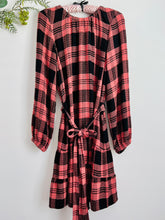 Load image into Gallery viewer, Pink and black babydoll plaid dress
